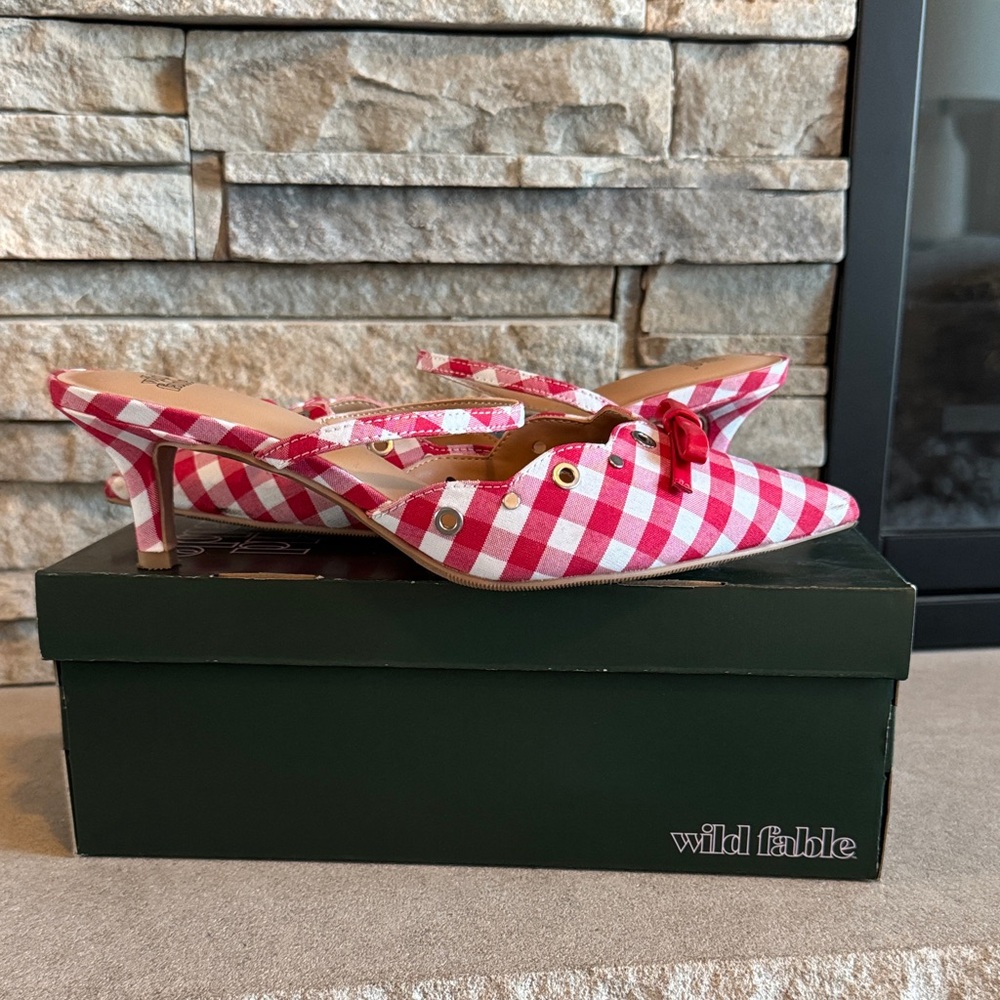 Wild Fable Red Gingham Heels with Bow